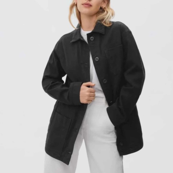 Everlane Women The Cinchable Chore Jacket Size Small Black - Picture 3 of 14